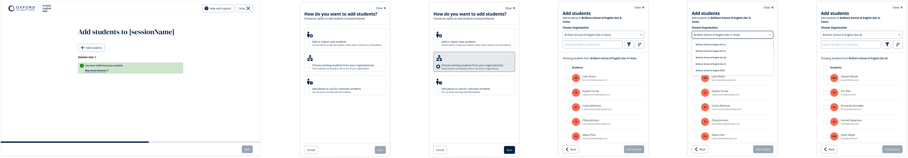 From method selection through confirmation — every screen designed with error states, validation, and accessibility in mind.